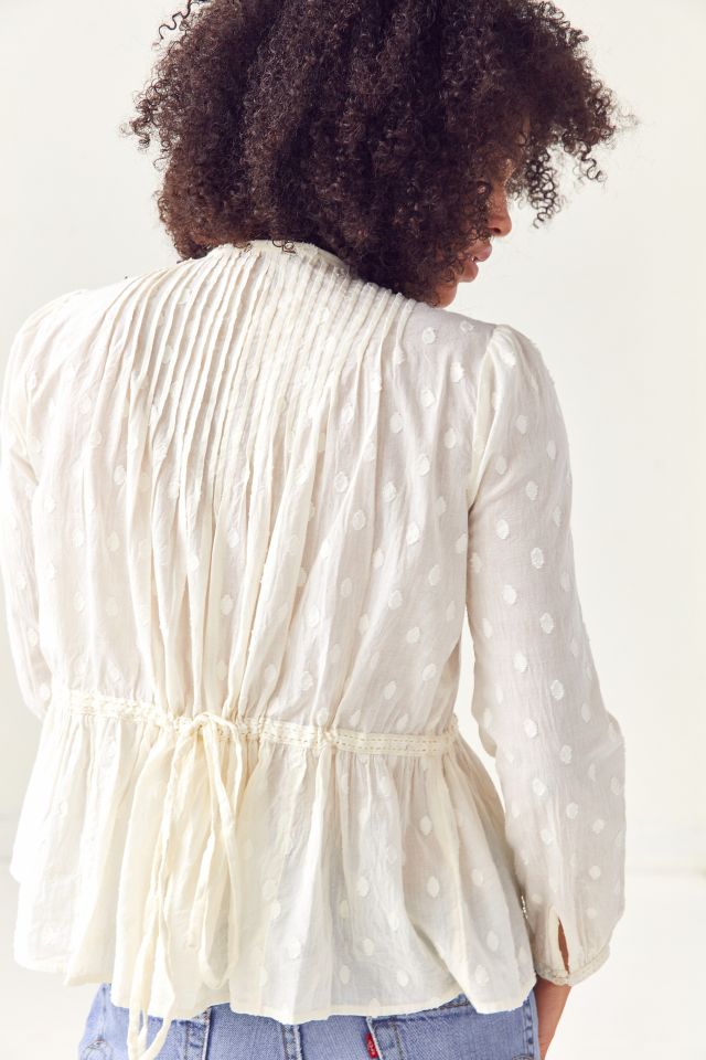 Ecote Arabella Pinktuck Polka Dot Blouse #1