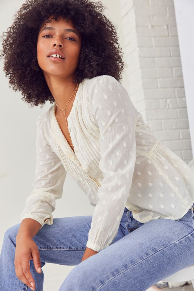 Ecote Arabella Pinktuck Polka Dot Blouse #4
