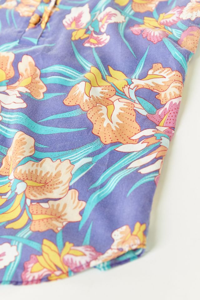 Vintage ‘90s Purple Tropical Short Sleeve Popover Shirt #2