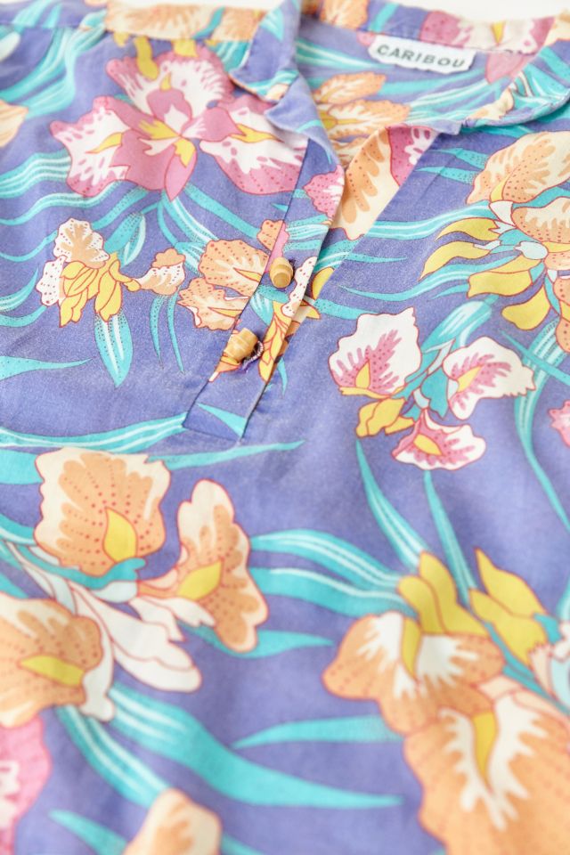 Vintage ‘90s Purple Tropical Short Sleeve Popover Shirt #5