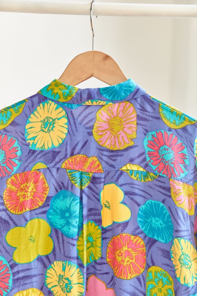 Vintage ‘90s Purple Floral Short Sleeve Button-Down Shirt #2