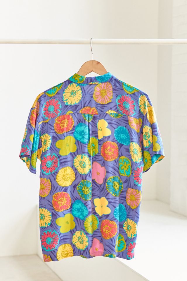 Vintage ‘90s Purple Floral Short Sleeve Button-Down Shirt #5