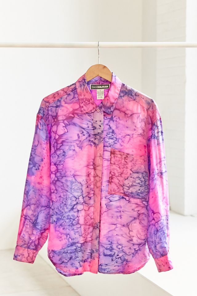 Vintage Tie-Dye Silk Button-Down Shirt | Urban Outfitters