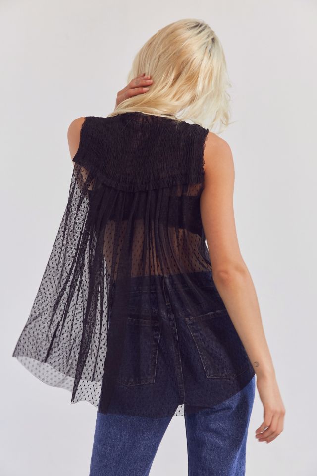 Kimchi Blue Sleeveless Polka Dot Mesh Top #1