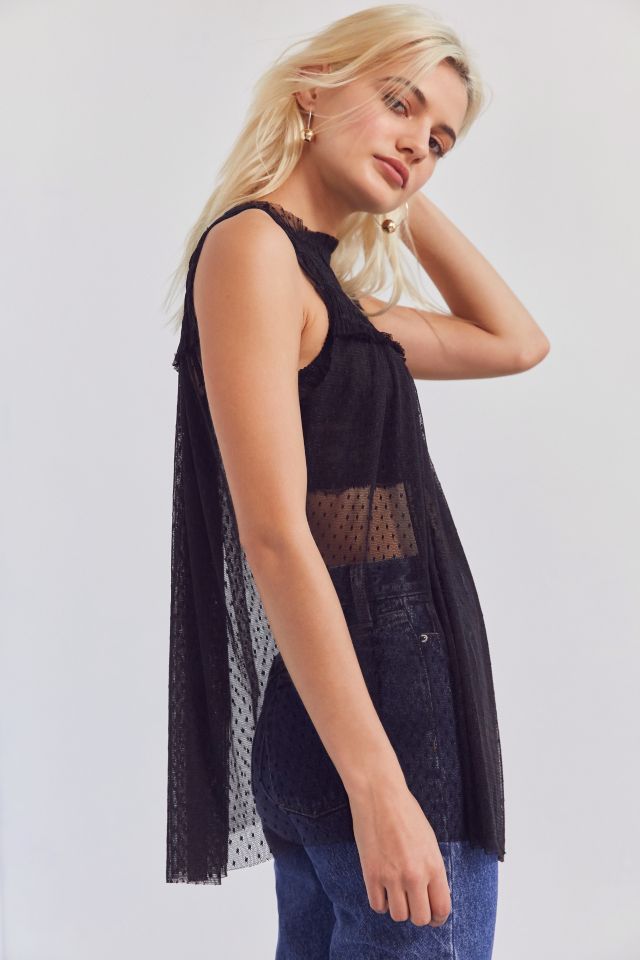 Kimchi Blue Sleeveless Polka Dot Mesh Top #3