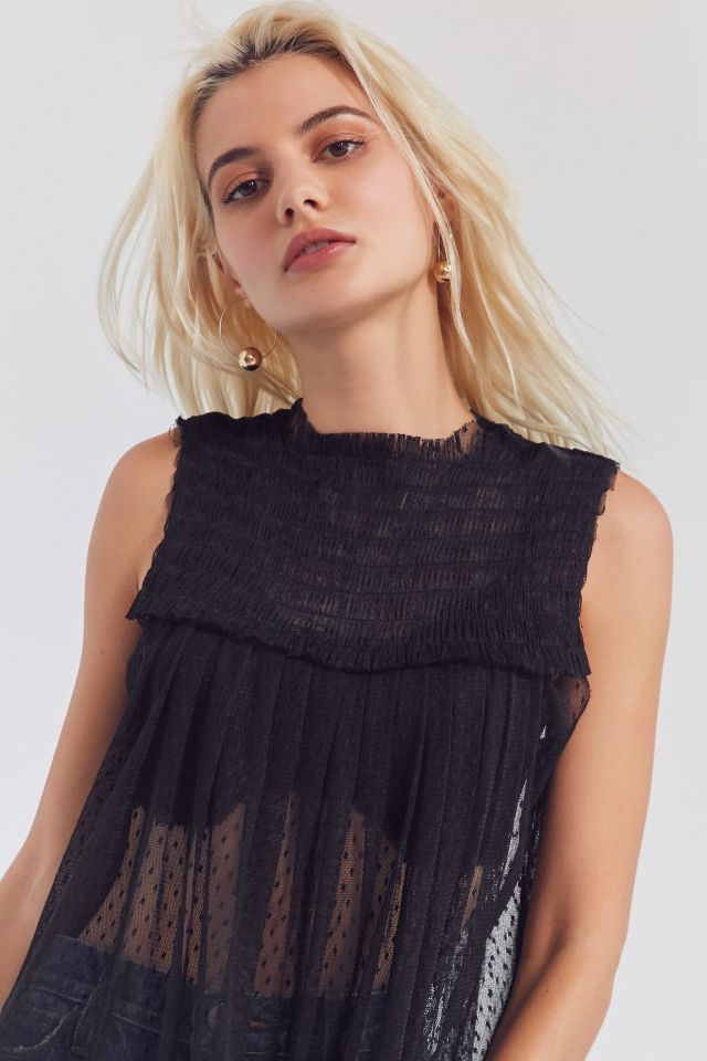 Kimchi Blue Sleeveless Polka Dot Mesh Top #5