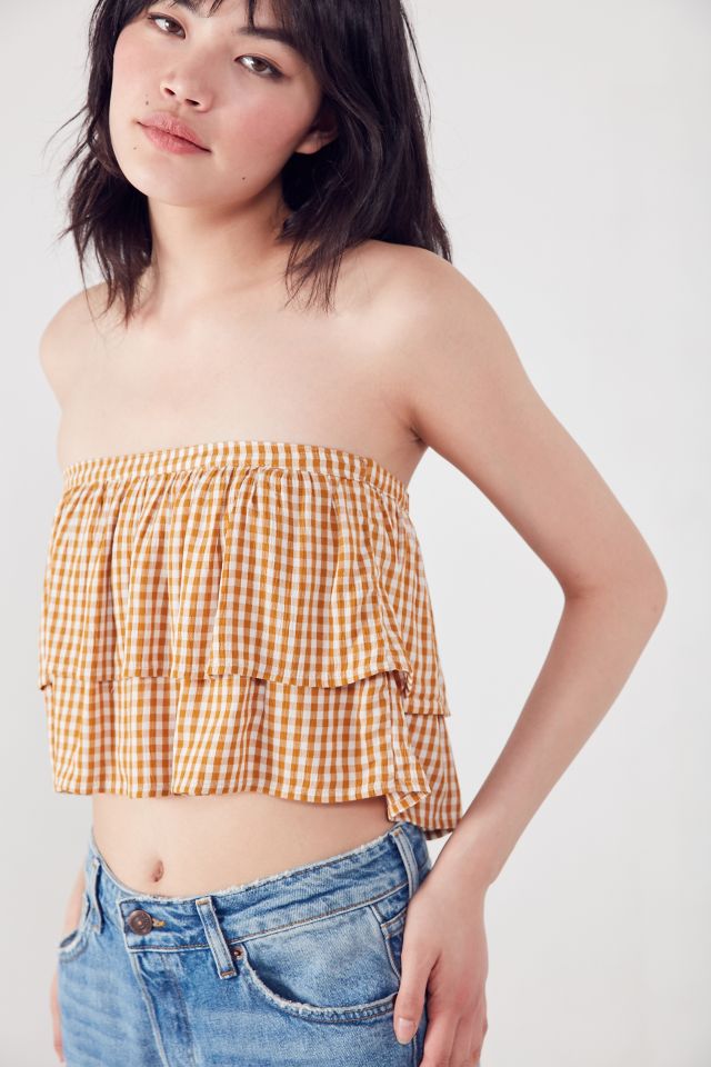 Kimchi Blue Ruffle Gingham Tube Top