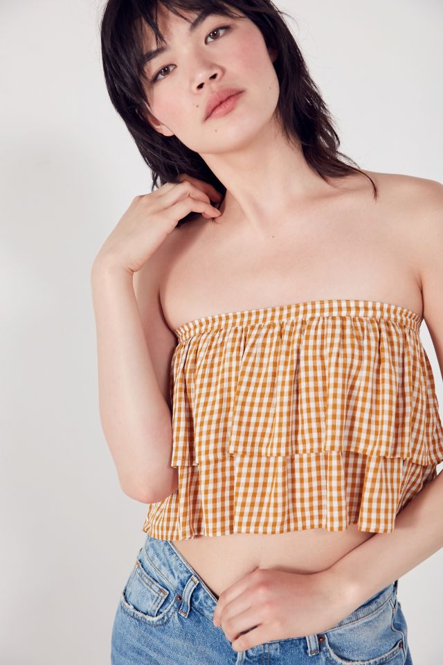 Kimchi Blue Ruffle Gingham Tube Top #4