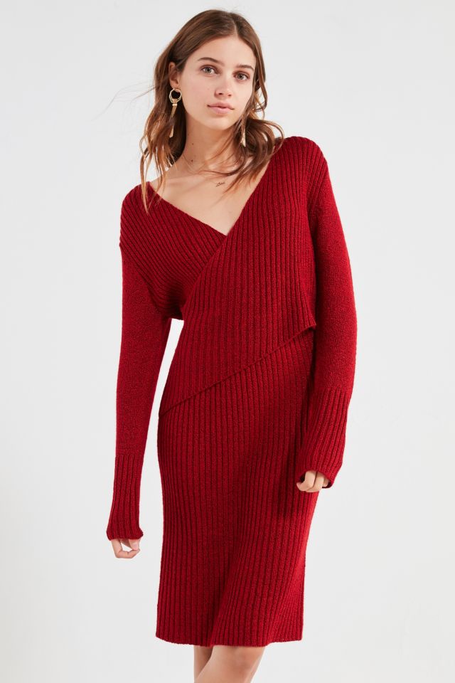 C/meo Collective Cameo Wrap Knit Midi Dress | Urban Outfitters