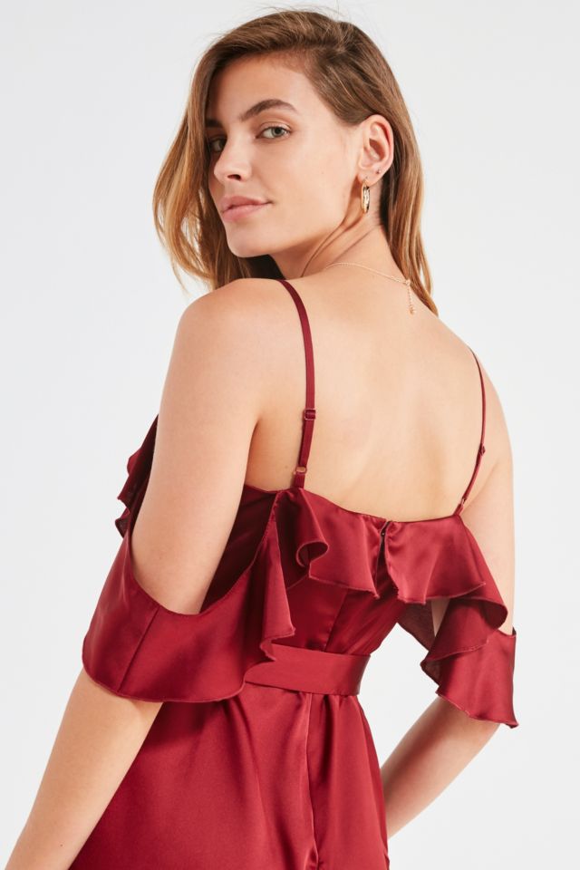 Kimchi Blue Sateen Ruffle Wrap Romper #1