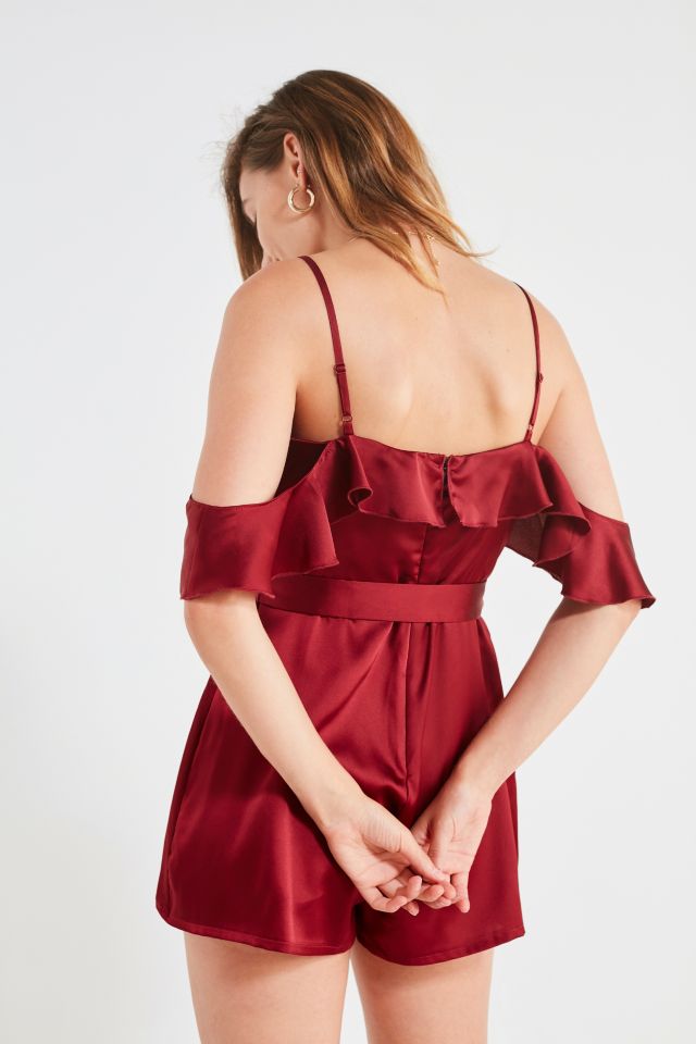 Kimchi Blue Sateen Ruffle Wrap Romper #4