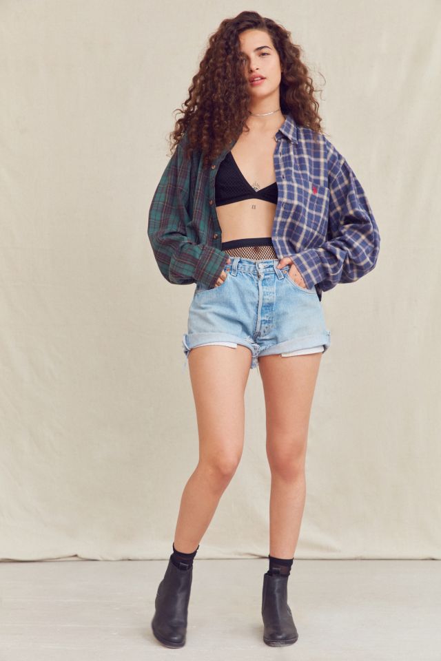 Urban Renewal Recycled Spliced Button-Down Cropped Flannel Shirt #2