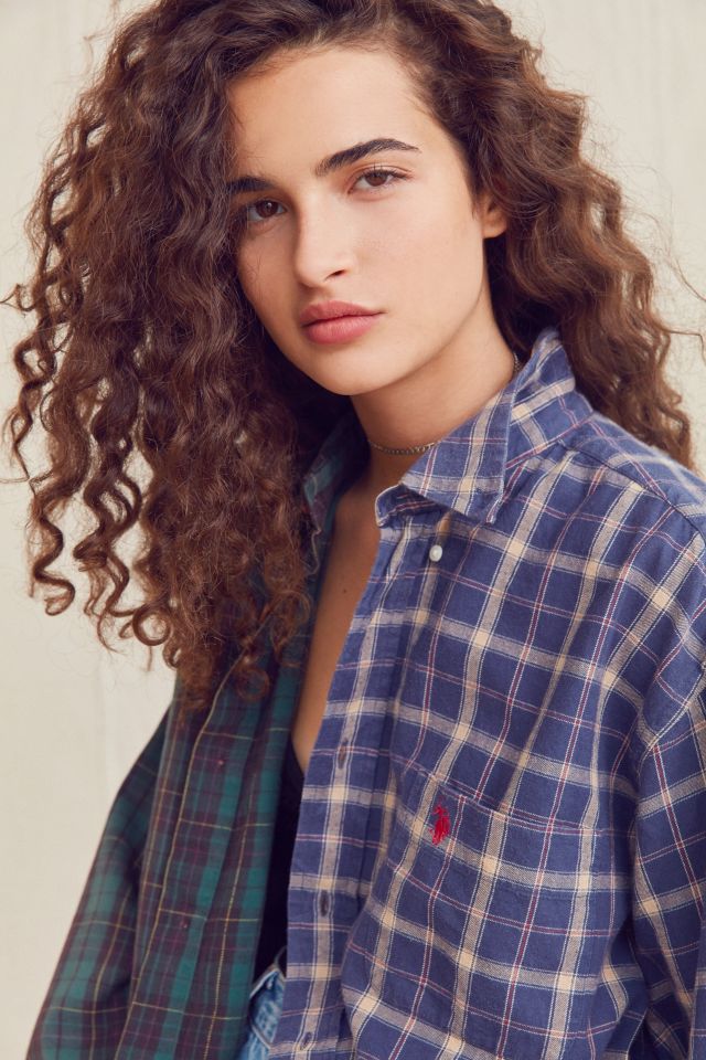 Urban Renewal Recycled Spliced Button-Down Cropped Flannel Shirt #4