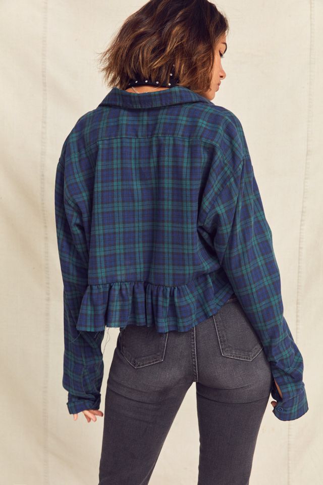 Urban Renewal Recycled Button-Down Peplum Flannel Shirt #2