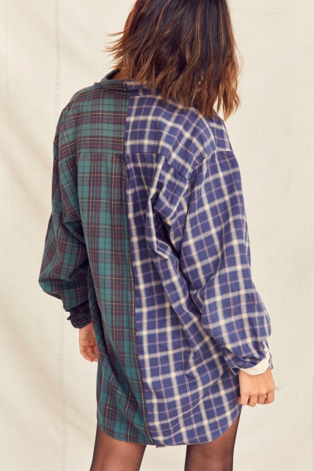 Urban Renewal Recycled Spliced Button-Down Flannel Shirt #1
