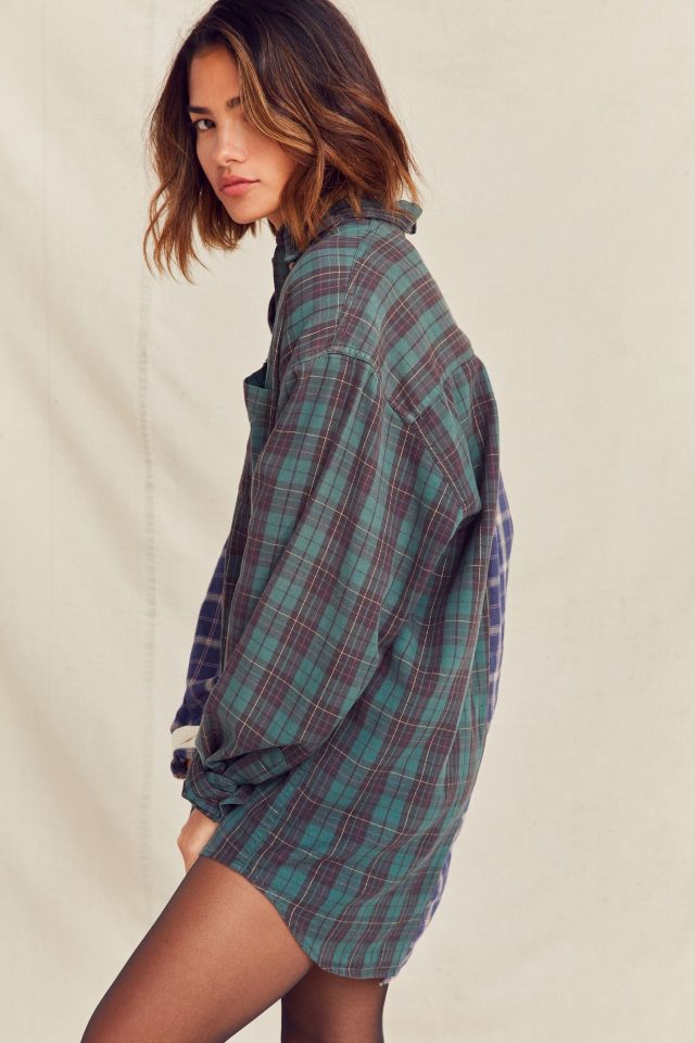 Urban Renewal Recycled Spliced Button-Down Flannel Shirt #3