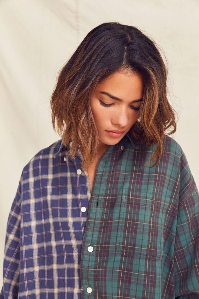 Urban Renewal Recycled Spliced Button-Down Flannel Shirt #4