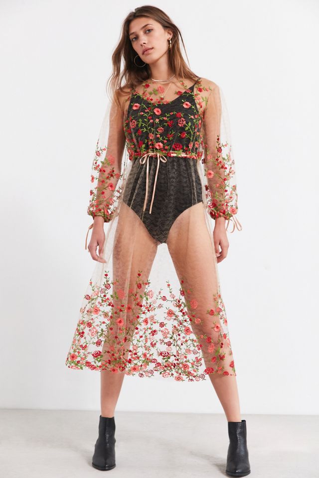 embroidered mesh maxi dress Embroidered Mesh Maxi Dress main image 0