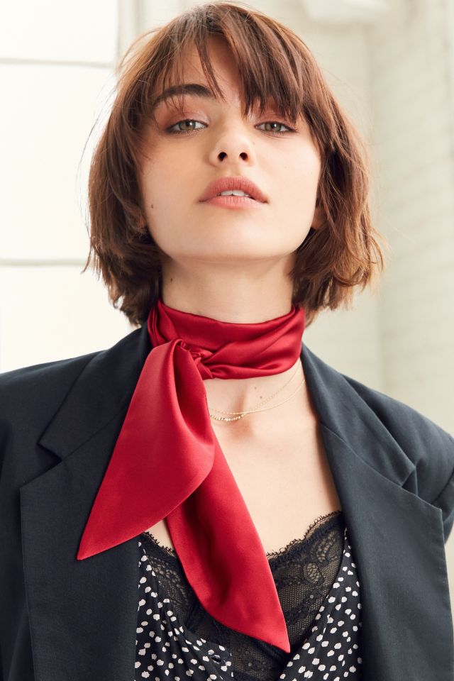 Silky Wrap Neck Tie Scarf #2