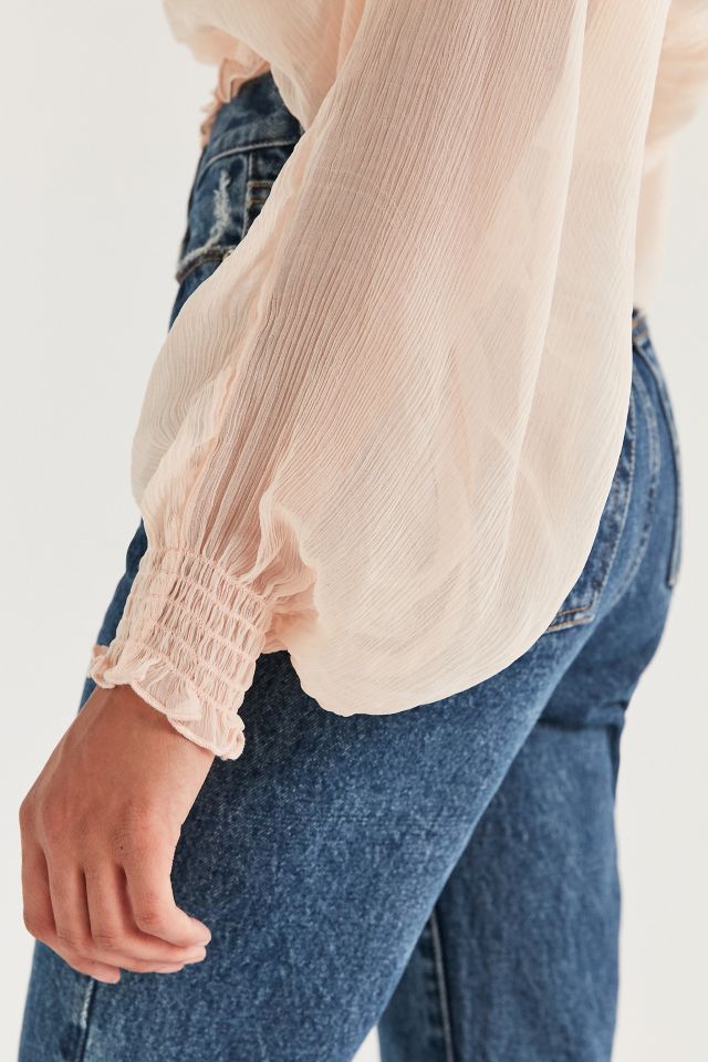 Kimchi Blue Sheer Smocked Mock-Neck Top #2