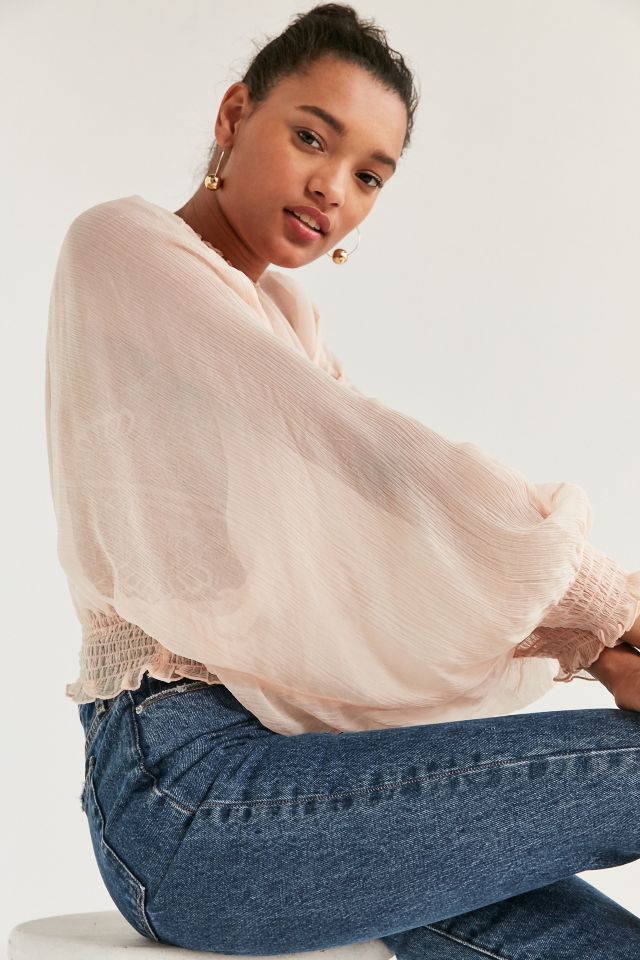 Kimchi Blue Sheer Smocked Mock-Neck Top #4