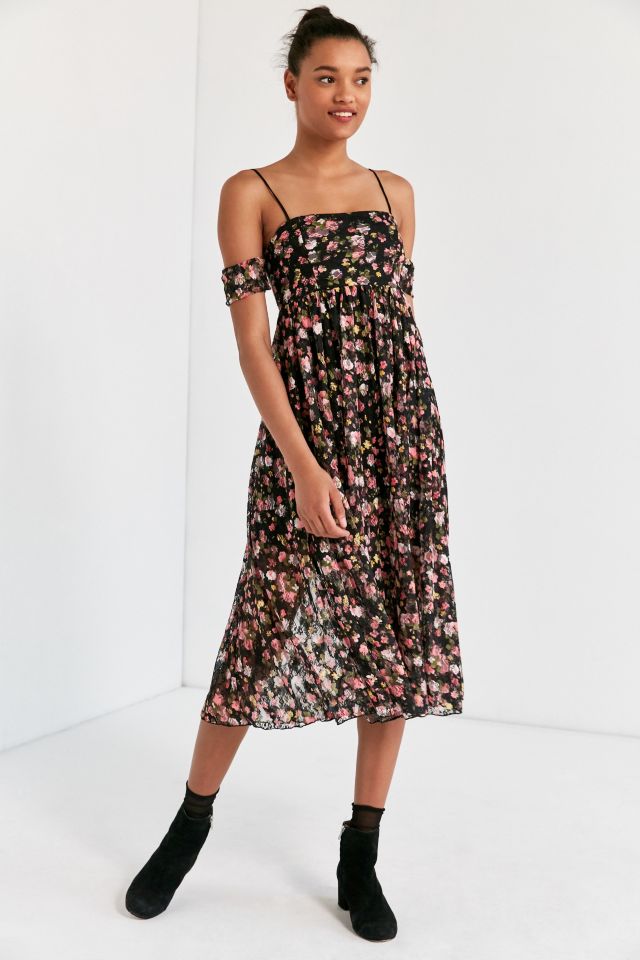 Kimchi Blue Violet Printed Lace Midi Dress #1