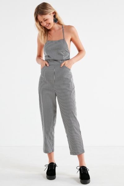 Silence + Noise Strappy Striped Culotte Jumpsuit | Urban Outfitters
