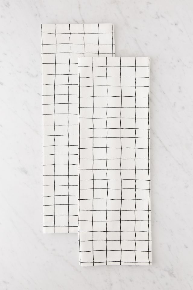 Wonky Grid Dish Towel Set Urban Outfitters