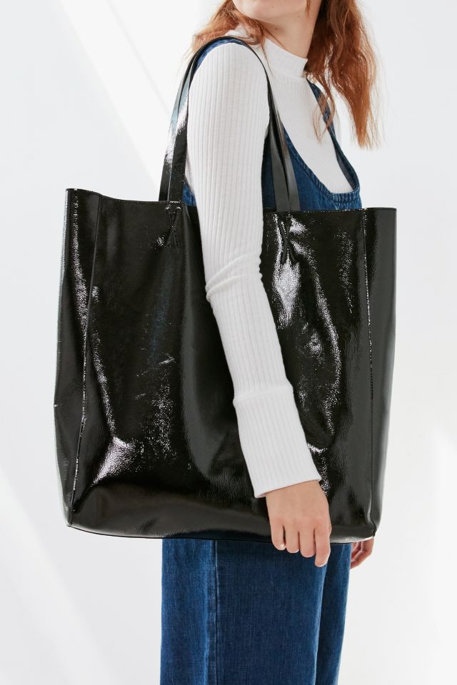 Urban Outfitters Patent Faux Leather Tote Bag in Black