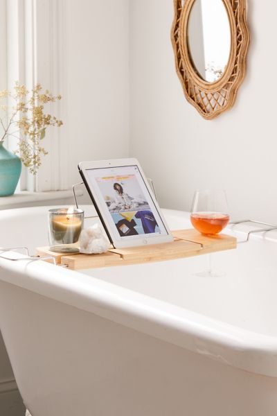 Me Time Bamboo Bath Tray Caddy Product Page