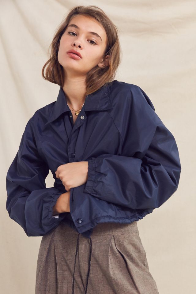 Urban Renewal Recycled Cropped Navy Coach Jacket Urban Outfitters