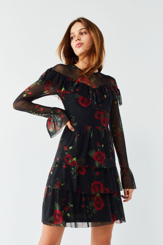 Oh My Love Tiered Mesh Ruffle Dress