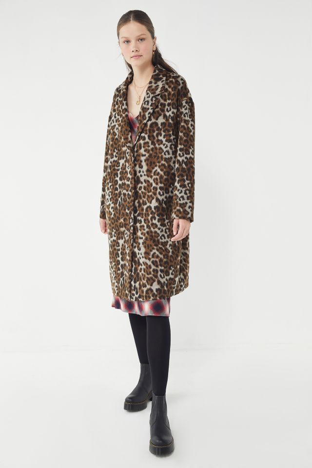 UO Leopard Print Overcoat | Urban Outfitters