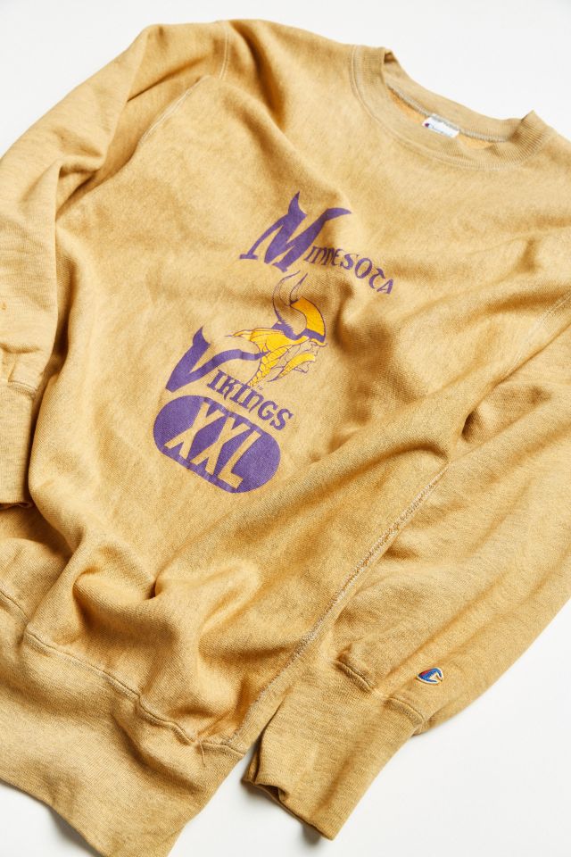 Vintage 90s Cotton Mix White Champion Minnesota Vikings Sweatshirt - Large–  Domno Vintage