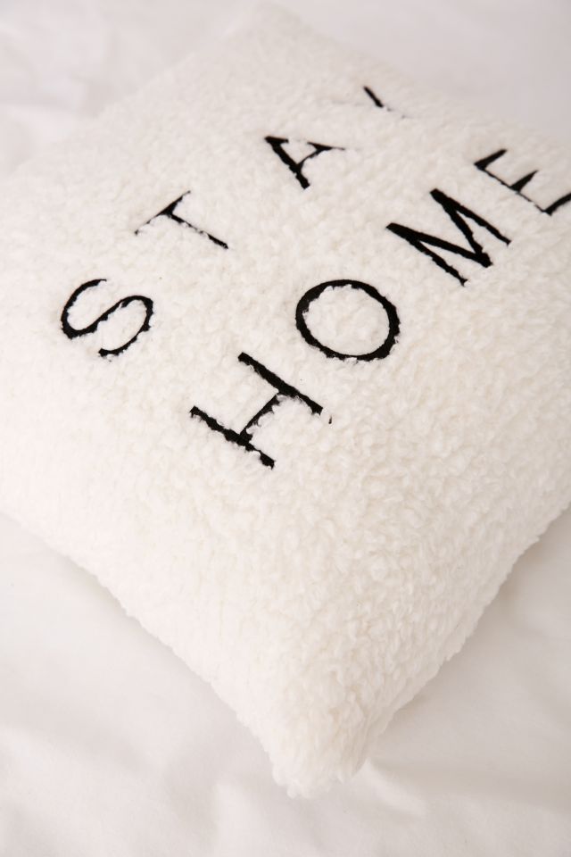 Stay Home Embroidered Amped Fleece Throw Pillow #1