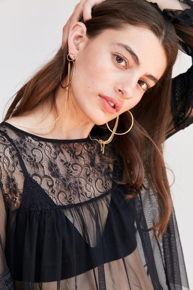Kimchi Blue Floral Mesh Blouse #4