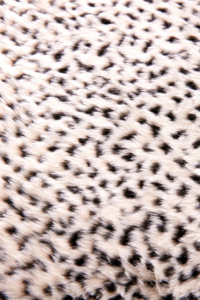 Snow Leopard Print Faux Fur Pillow #1