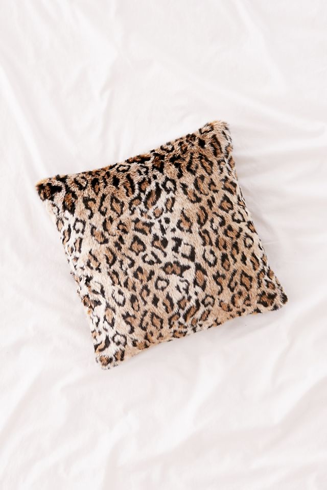 Leopard Print Faux Fur Pillow Urban Outfitters