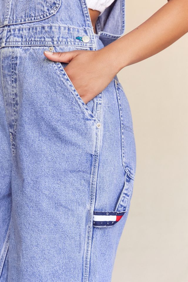 Vintage Tommy Hilfiger ‘90s White Strap Midi Denim Shortall Overall #2