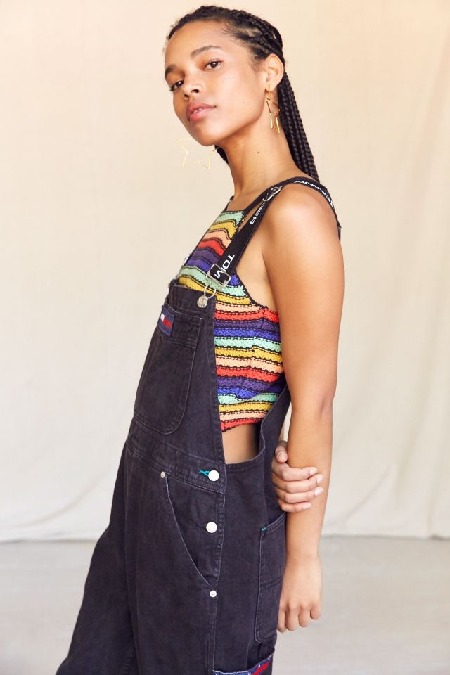 Vintage Tommy Hilfiger ‘90s Carpenter Pocket Washed Black Denim Overall #2