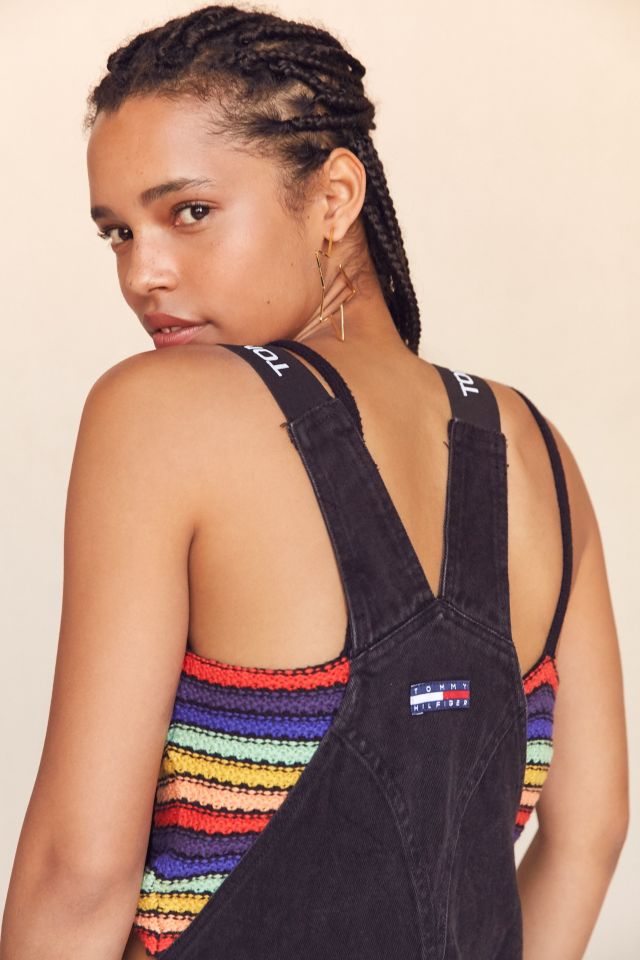 Vintage Tommy Hilfiger ‘90s Carpenter Pocket Washed Black Denim Overall #3