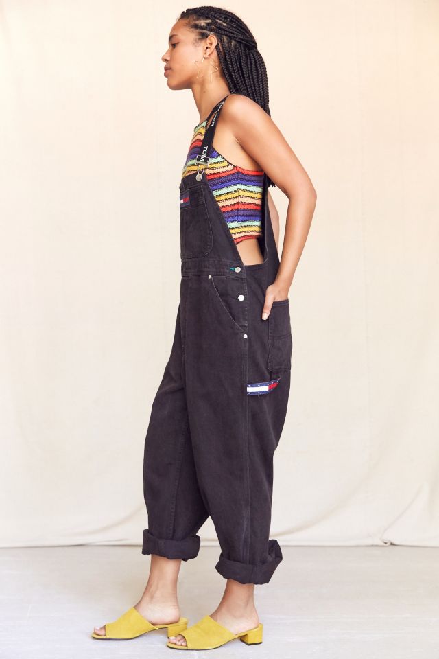 Vintage Tommy Hilfiger ‘90s Carpenter Pocket Washed Black Denim Overall #4
