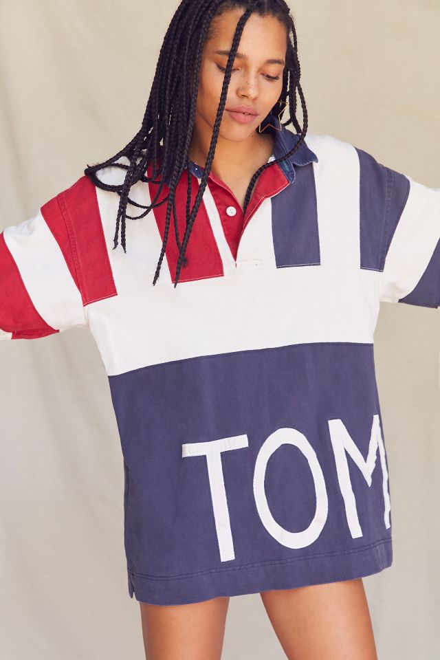 verhoging Detecteren Natte sneeuw Vintage Tommy Hilfiger '90s Oversized Colorblocked Rugby Shirt | Urban  Outfitters
