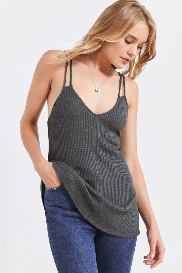 Silence + Noise Waffle Knit Strappy Back Tank Top | Urban Outfitters