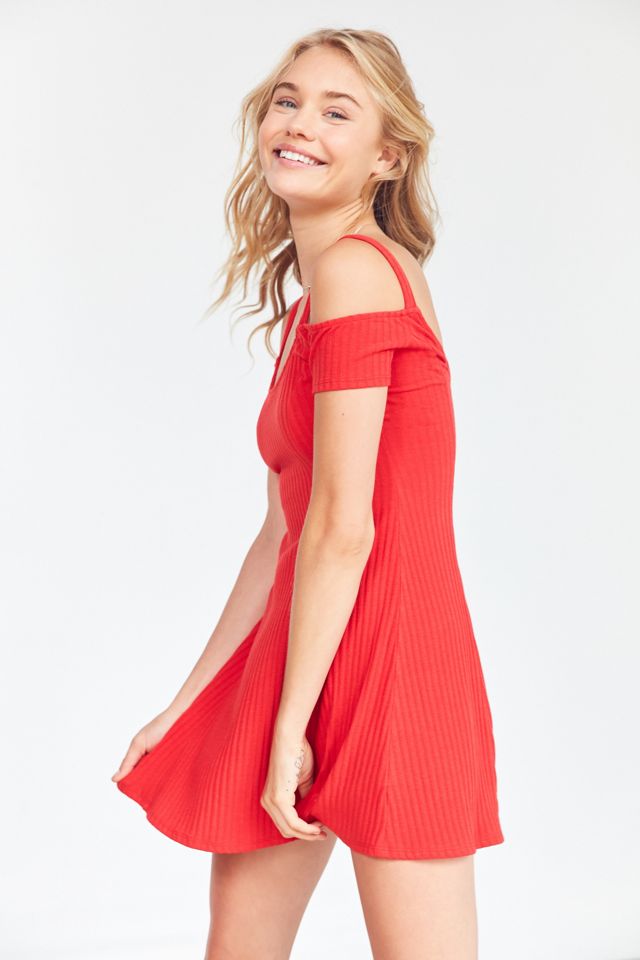 Silence + Noise Cold-Shoulder Ribbed Knit Dress #3