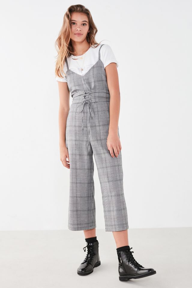 Silence + Noise Glenn Plaid Corset Jumpsuit