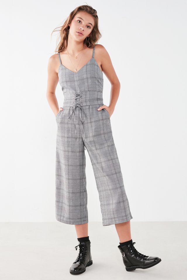 Silence + Noise Glenn Plaid Corset Jumpsuit #1