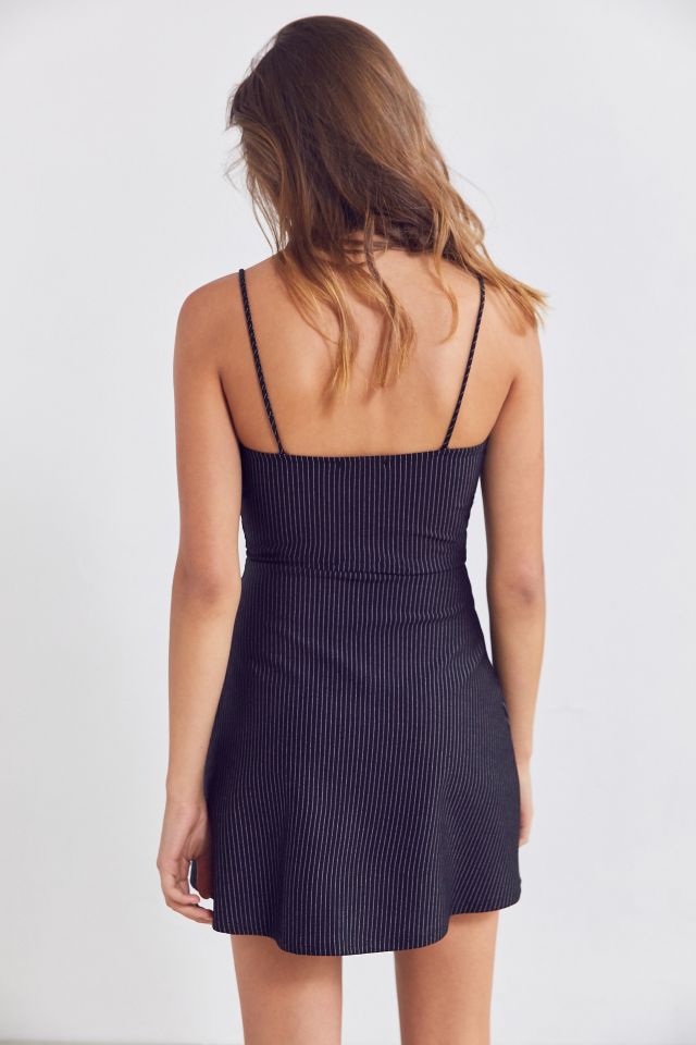 Silence + Noise Pinstripe Knit Fit + Flare Dress #1