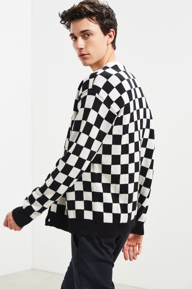 Lazy Oaf Mono Check Cardigan Sweater #1