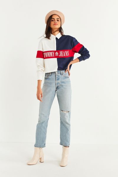 tommy jeans cropped rugby shirt